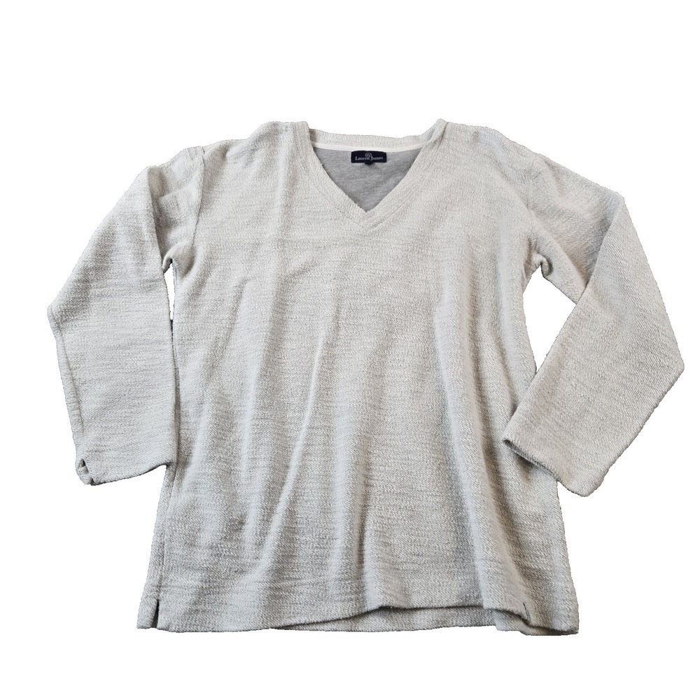 Lauren James Women's‎ Shaggy Sweatshirt Sweater Long Sleeve V-neck Soft Size L